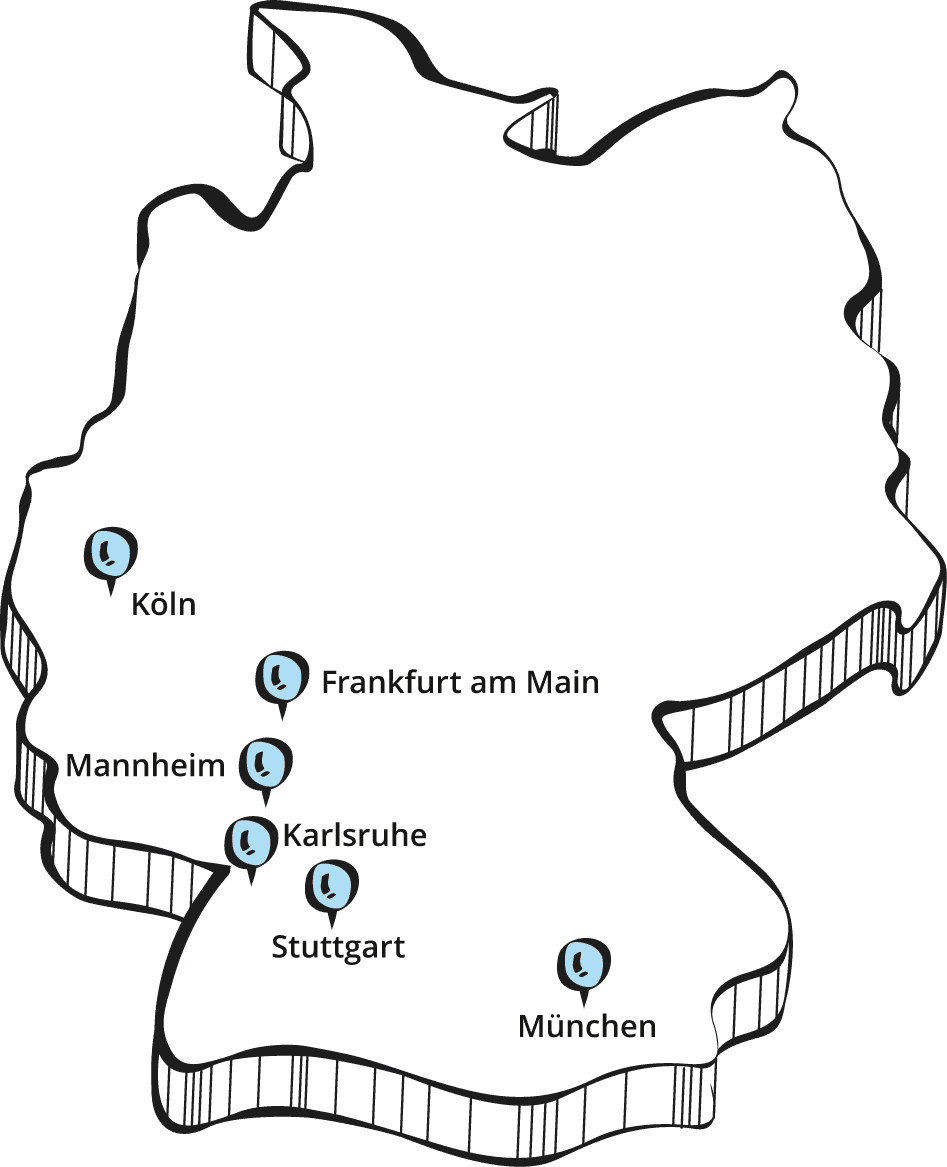 Deutschlandkarte mit andrena Standorten